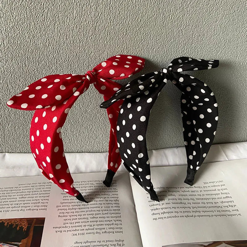 Girls' Wide Bow Headband – Polka Dot Korean Style Hair Band Hair Headband Nixie
