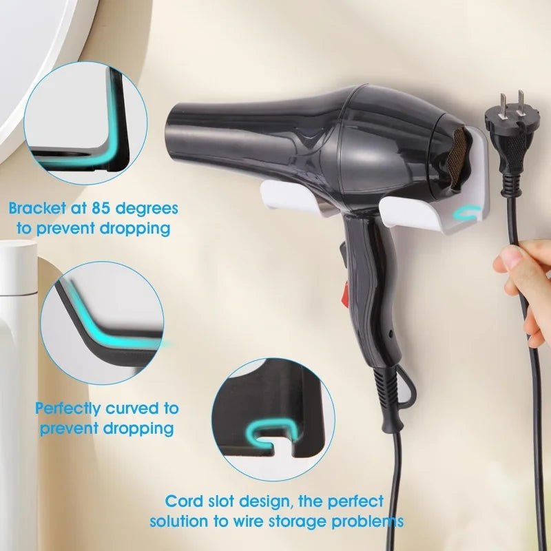 Wall Mounted Hair Dryer Holder & Straightener Stand Rack Bathroom Hair Tool Holder Nixie