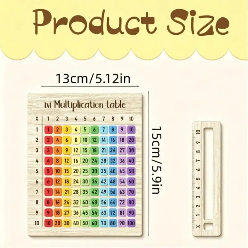 Wooden Sliding Multiplication Table Board – Kids Math Toy Educational Math Toy Nixie 15x13cm