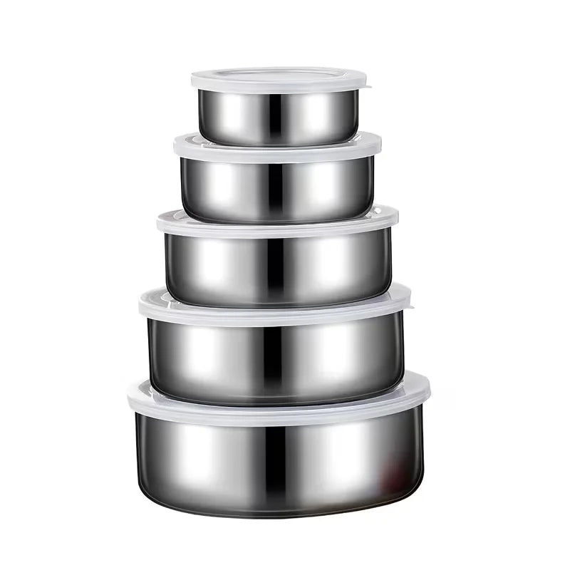 10Pcs Stainless Steel Food Storage Container Set with Lids Food Storage Containers Nixie 10PCS(5Boxes 5Lids)