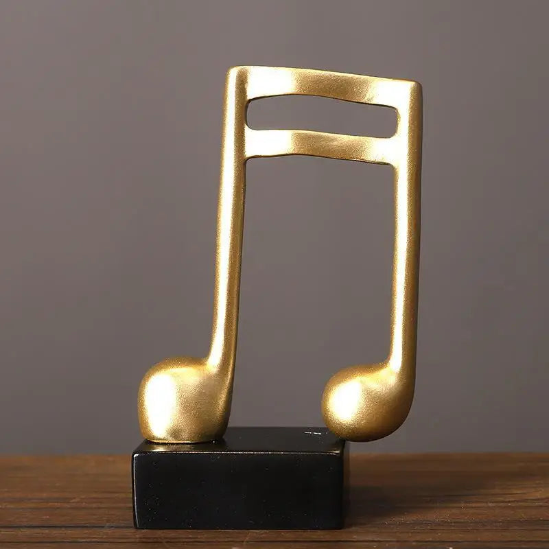 Gold Music Note Resin Figurine – Modern Desk & Home Decor