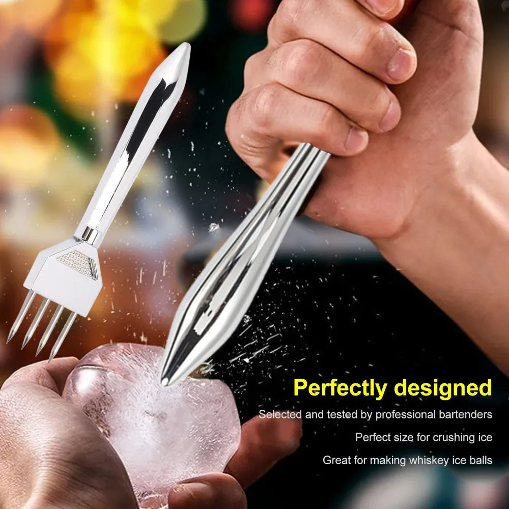 Professional Metal Ice Pick & Crusher Tool – Silver Zinc Alloy Bar Ice Tool Nixie