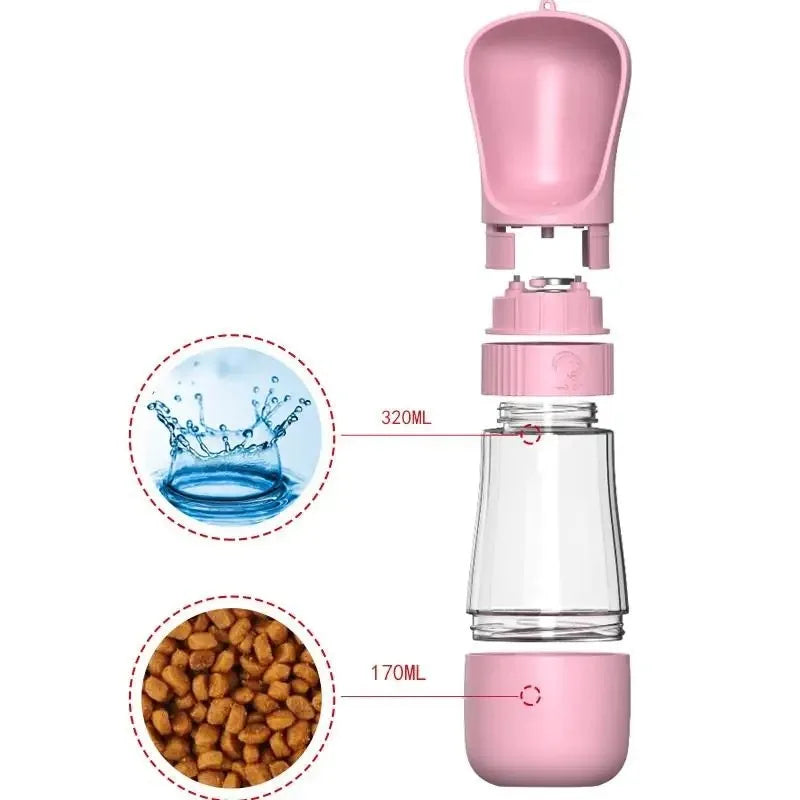 2-in-1 Portable Dog Water Bottle & Food Container Travel Pet Travel Bottle Nixie