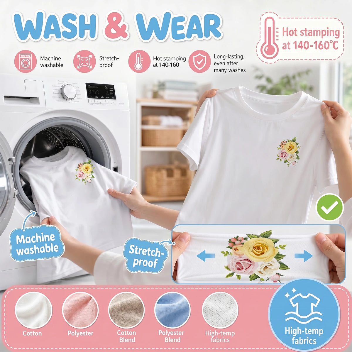 2Pcs Iron-On Heat Transfer Stickers – DIY Patches for Clothes