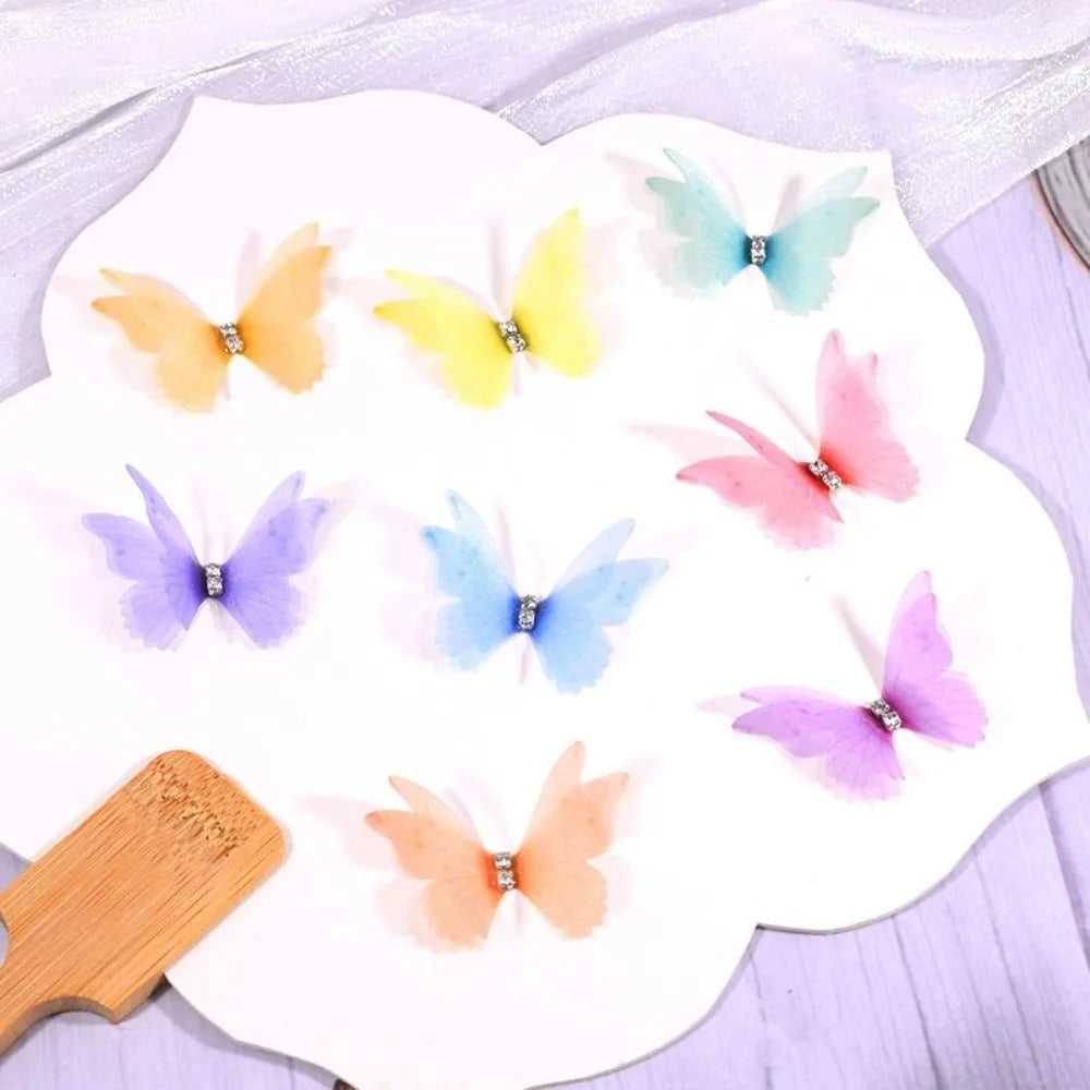 50Pcs 3D Organza Butterfly Appliques – Colorful Mesh Patches Fabric Appliques Nixie