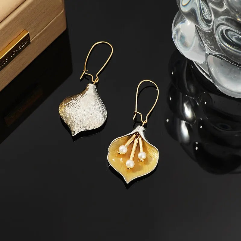 2PCS Enamel Flower Drop Earrings – Bohemian Tassel Style Women Drop Earrings Set Nixie