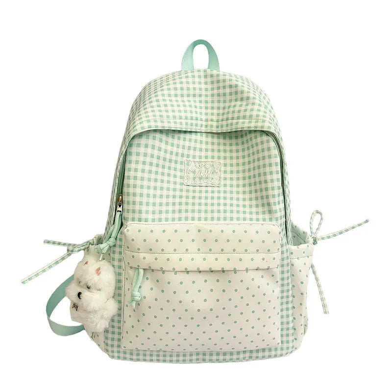 Korean Style Retro Plaid Girls School Backpack – Lightweight School Backpack Nixie