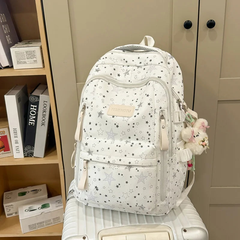 Large Capacity Star Print Nylon Student Backpack Student Backpack Nixie