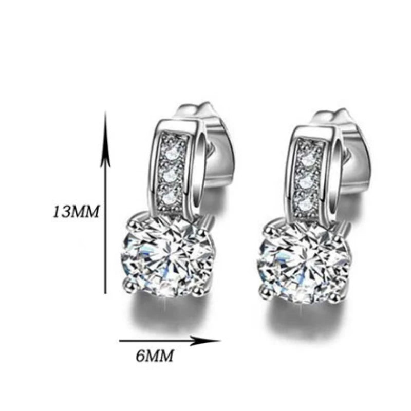 925 Silver Plated CZ Crystal Bridal Jewelry Set – Necklace & Earrings Bridal Jewelry Set Nixie