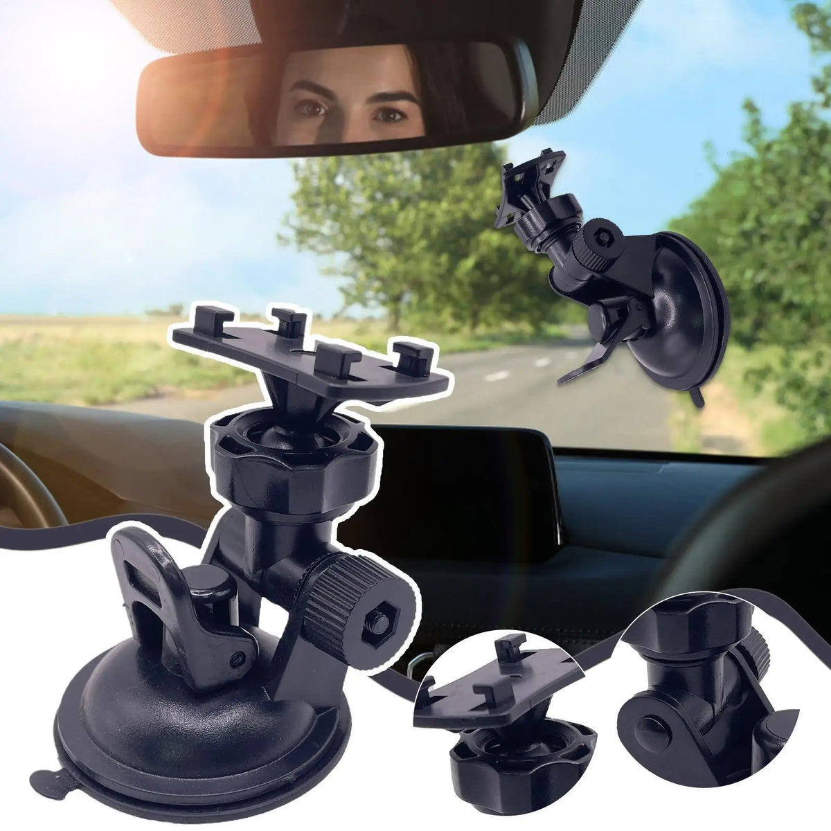 Dash Cam Suction Cup Mount 55mm & 70mm Windshield Bracket