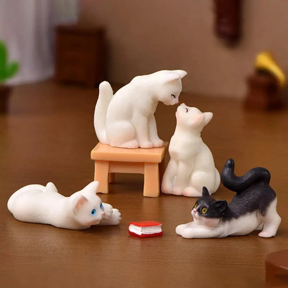 Kawaii Mini Cat Figurine – Cute Kitten Resin Ornament, 15 Styles Decorative Figurine Nixie