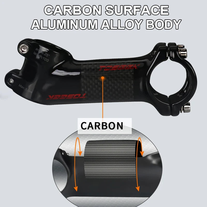 TOSEEK Carbon Alloy MTB Handlebar Stem 31.8mm Ultralight