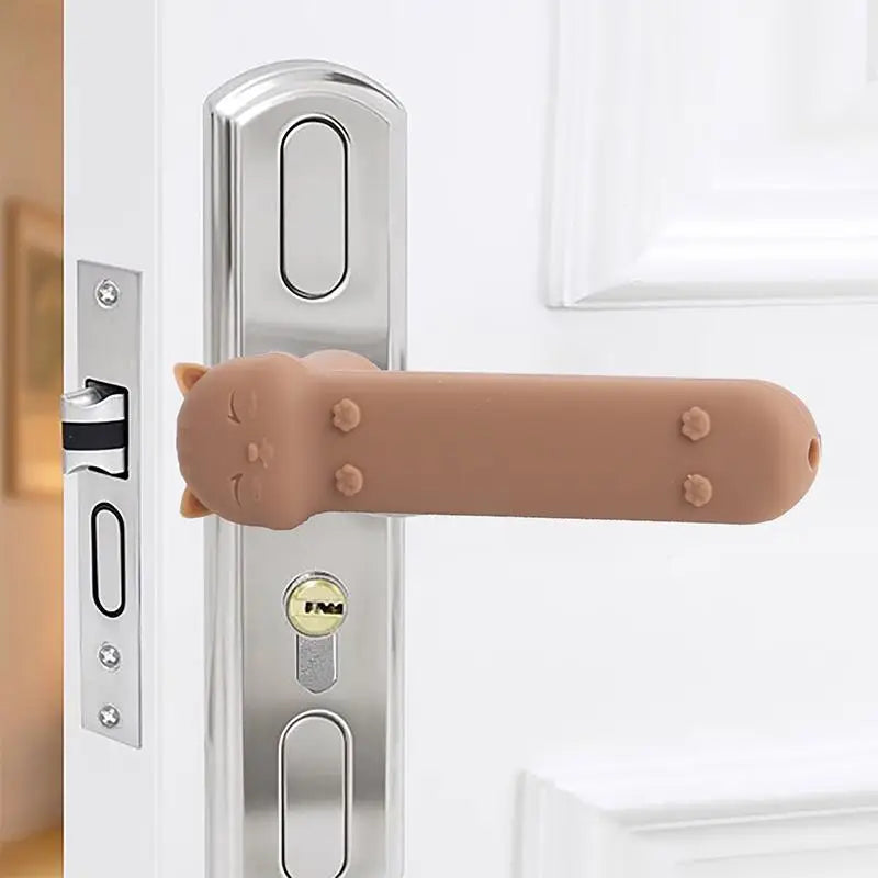 Cartoon Cat Silicone Door Knob Cover – Anti-Slip Safety Protector Door Knob Cover Nixie Coffee