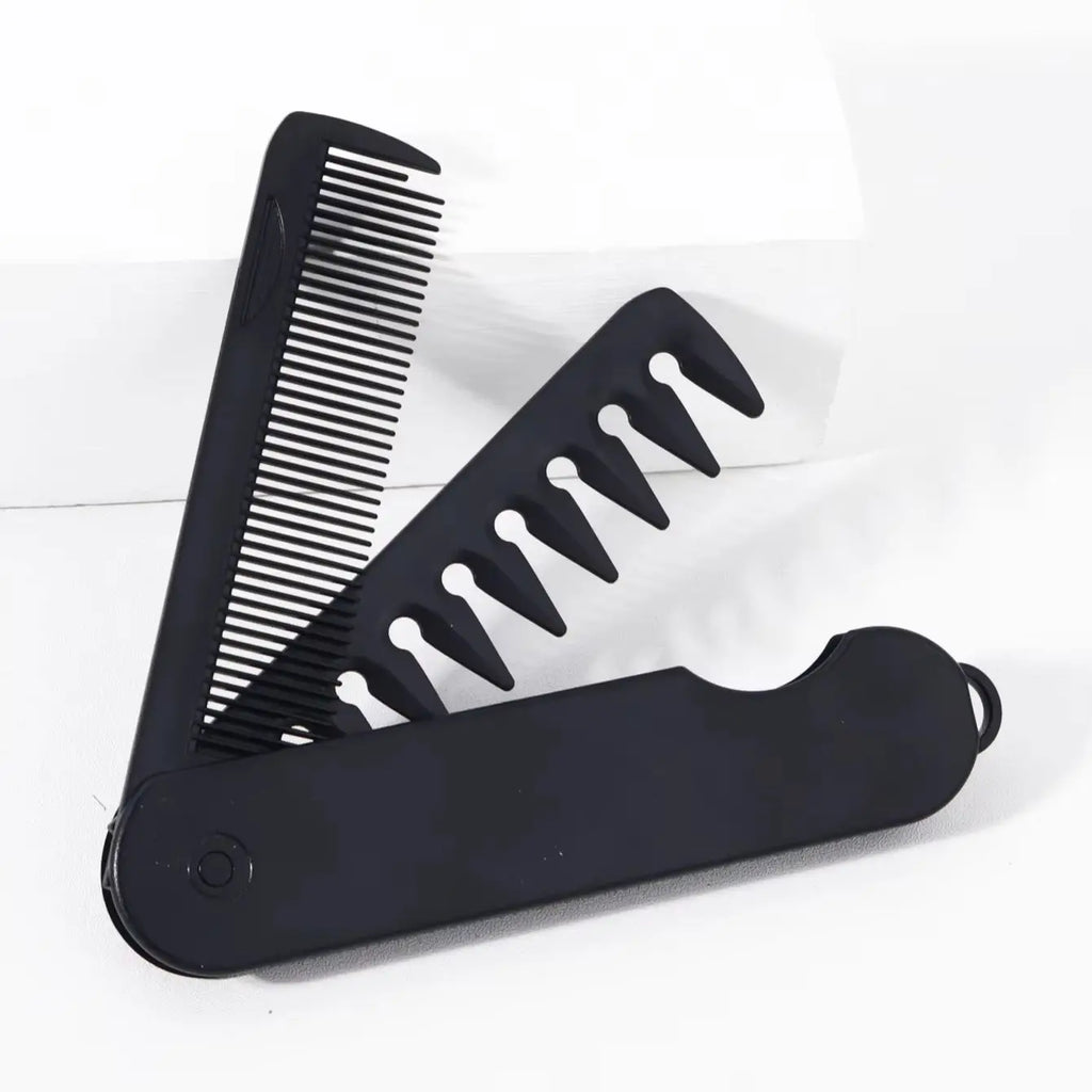 2-in-1 Folding Hair & Beard Comb – Dual Tooth Travel Styling Folding Grooming Comb Nixie