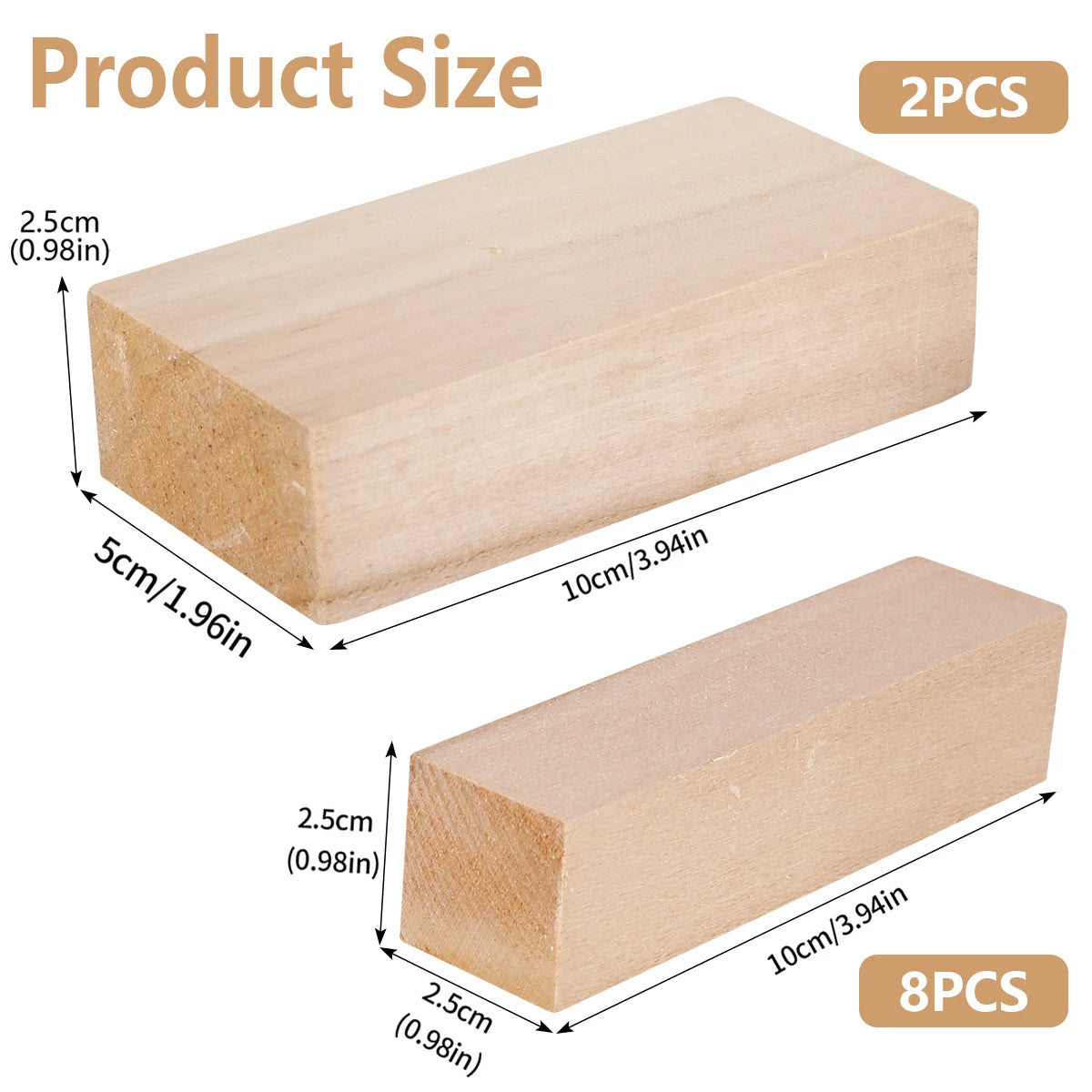 Basswood Carving Blocks 5-48Pcs | 3 Sizes DIY Wood Craft Set Wood Carving Blocks Nixie 10PCS B