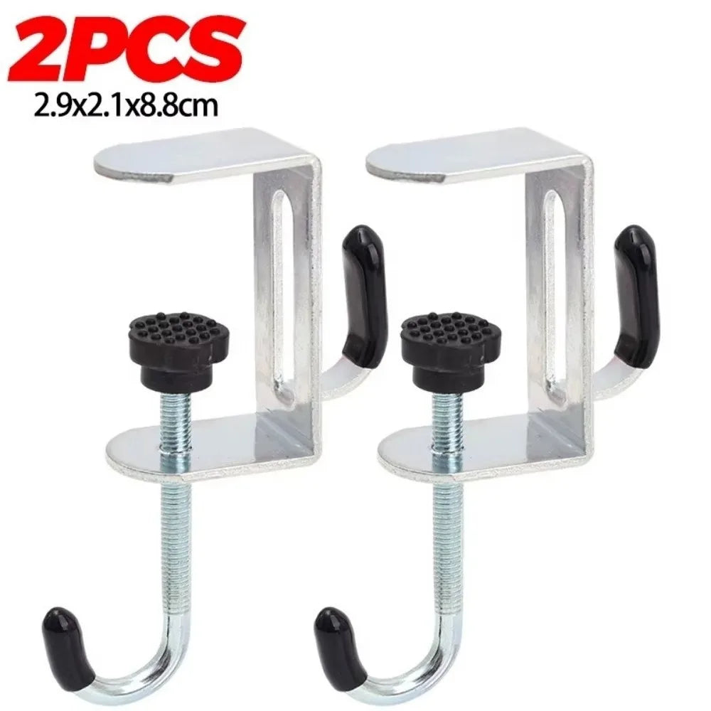 2pcs Adjustable Desk Edge Hooks – Punch-Free Hanging Clips