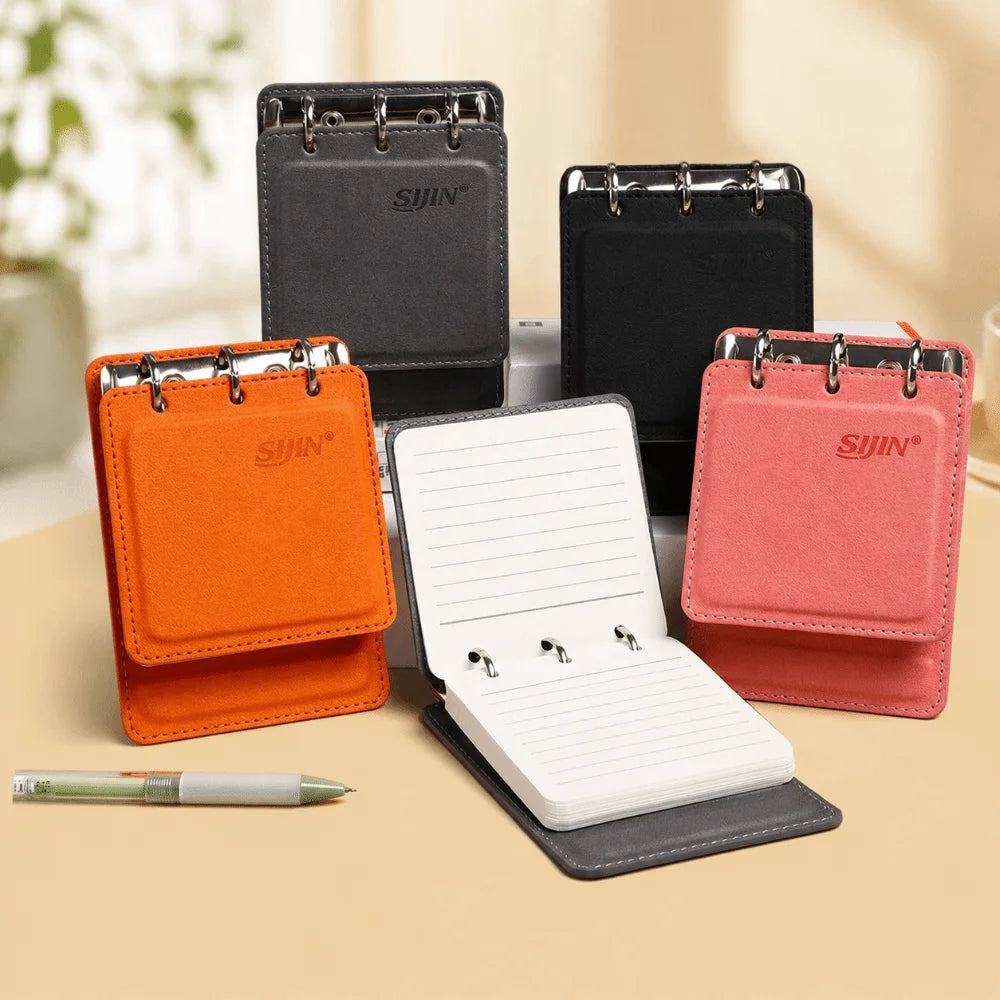 A7 PU Leather Pocket Notebook 3-Ring Binder Travel Journal
