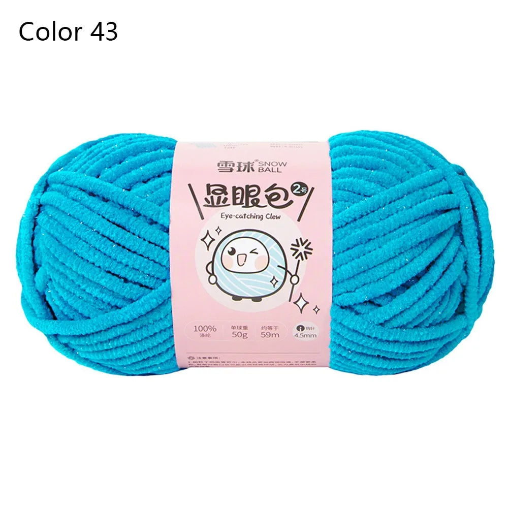 Soft Chenille Yarn 50g 59M 4.5mm – Shiny Chunky Knitting Yarn