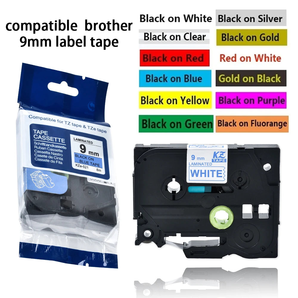 9mm Laminated Label Tape Compatible with Brother TZe-221 Label Printer Tape Nixie