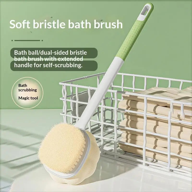 Long Handle Double-Sided Bath Brush – Back Scrubber & Exfoliator