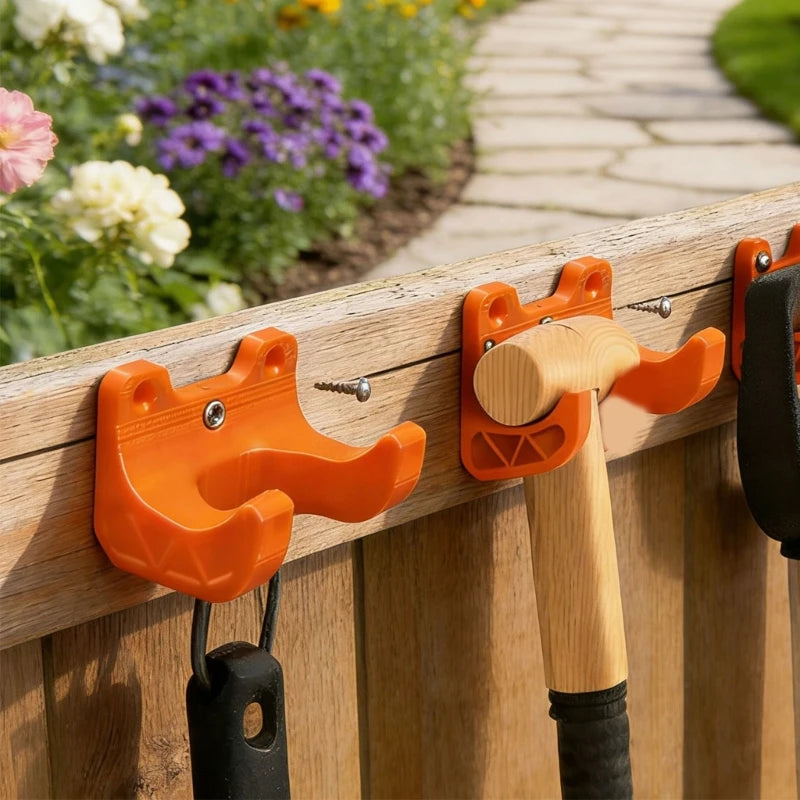 Space-Saving Garden Tool Hanger Plastic Wall Hook Rack