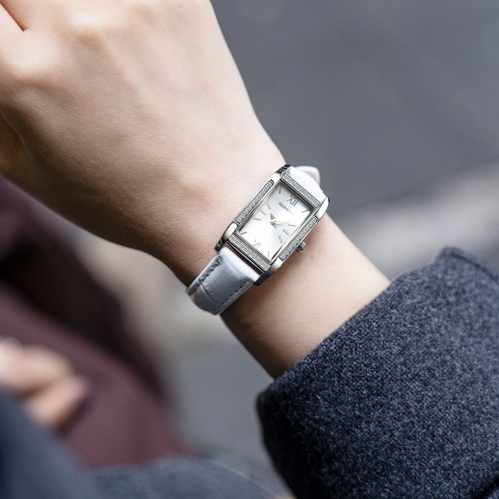 REBIRTH Retro Square Quartz Watch | Leather Band | Alloy Case Quartz Wristwatch Nixie
