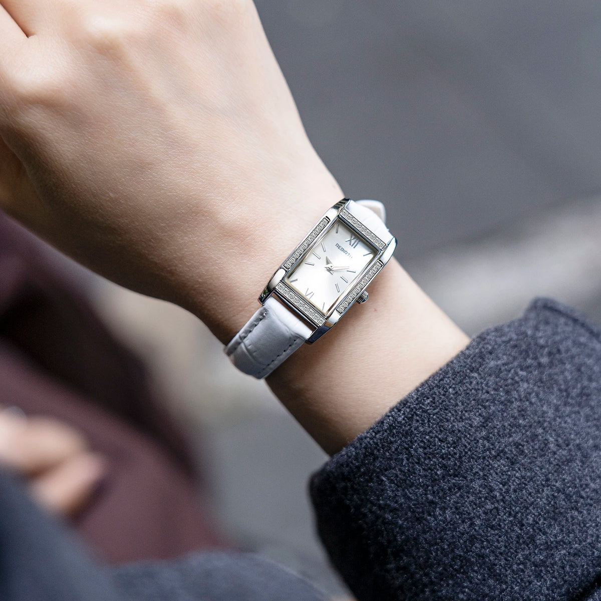 REBIRTH Retro Square Quartz Watch | Leather Band | Alloy Case Quartz Wristwatch Nixie