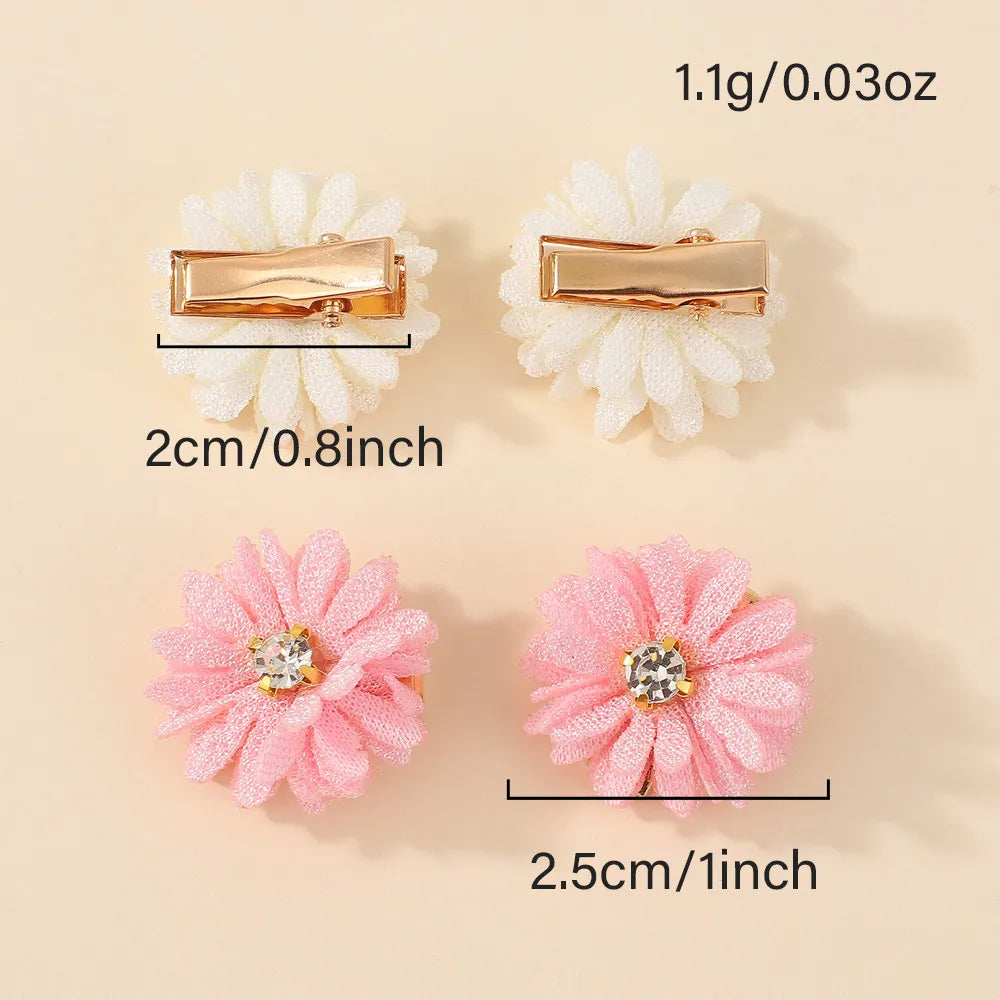 12Pcs Girls Flower Hair Clips Set with Rhinestones for Kids Kids Hair Clips Nixie