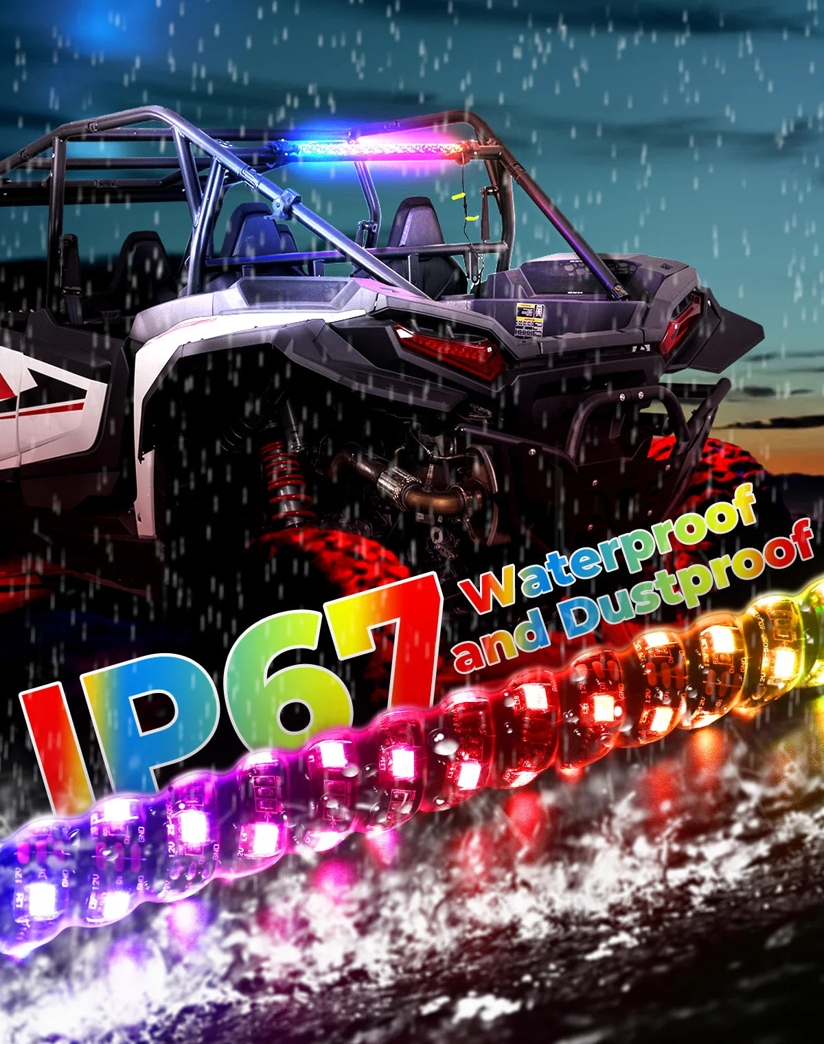 UTV 30" RGB LED Chase Light Bar – Brake & Turn Signal, IP67 UTV LED Light Bar Nixie