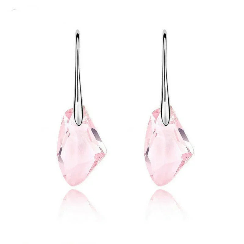 Women's Silver Crystal Teardrop Hook Drop Earrings | Gift