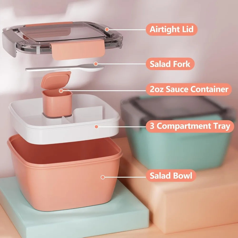 Portable Mesh Salad Bowl Lunch Box with Leak-Proof Dressing Cup Salad Lunch Container Nixie