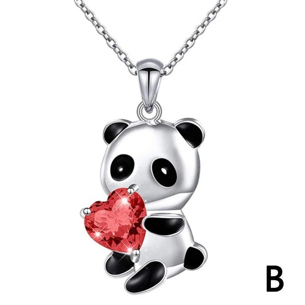 Panda Bear Zircon Pendant Necklace – Charm Choker for Women Pendant Necklace Nixie Red