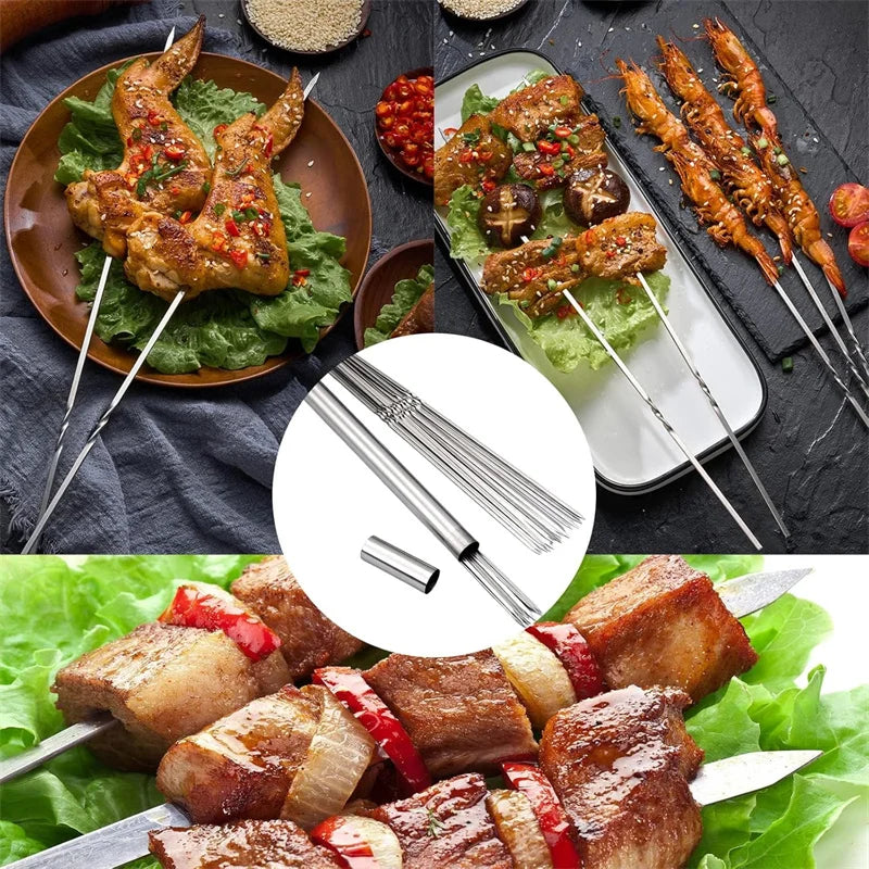Reusable Stainless Steel BBQ Skewers – 10 or 30 Pack BBQ Skewers Nixie