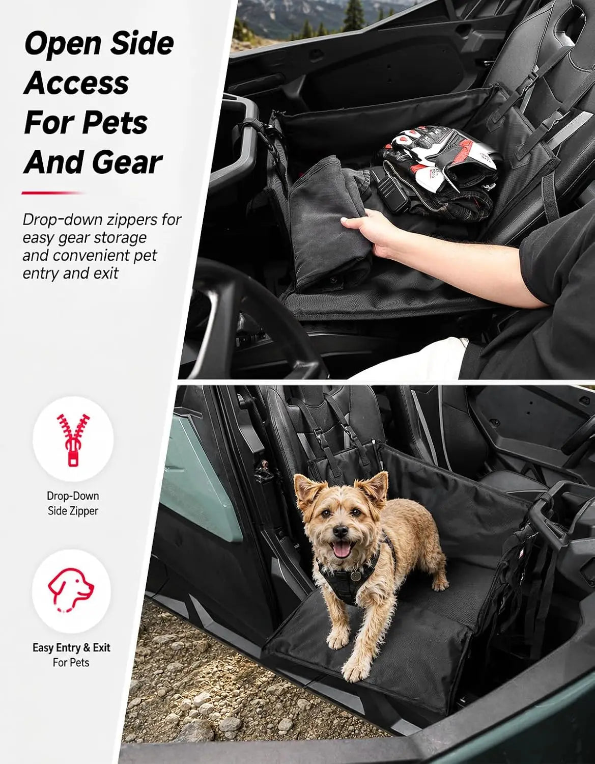 KEMIMOTO UTV Pet Seat Pad 1680D Waterproof | Polaris Can-Am UTV Pet Seat Pad Nixie