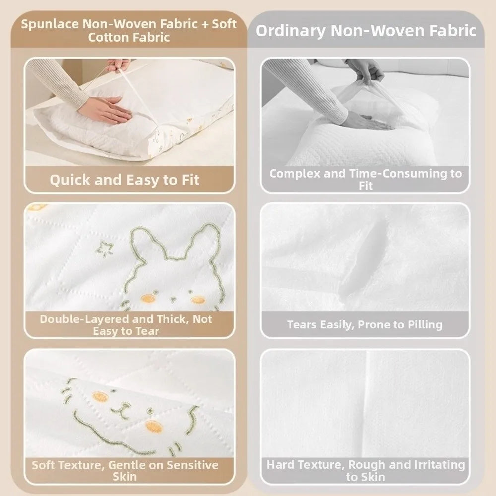2-Pack Disposable Pillowcases – Soft, Breathable Double Layer Cover