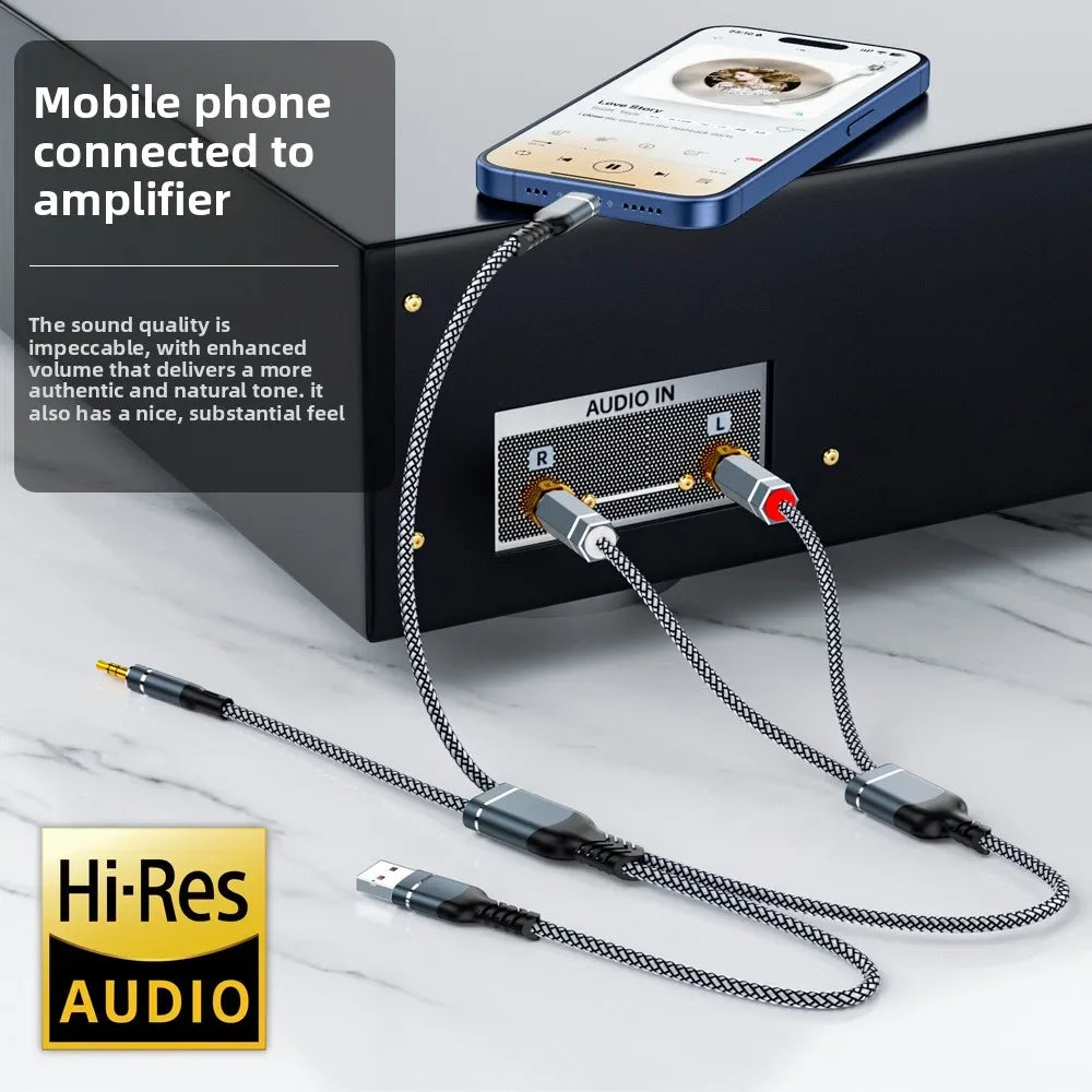 Nixie 1-to-2 Dual RCA Audio Cable – AUX & USB Compatible RCA Audio Cable Nixie