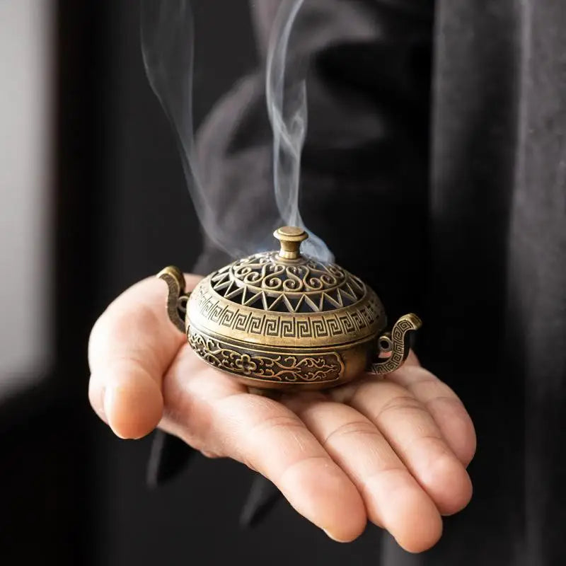 Retro Bronze Charcoal Stove Incense Burner Luxury Stand Incense Burner Stand Nixie