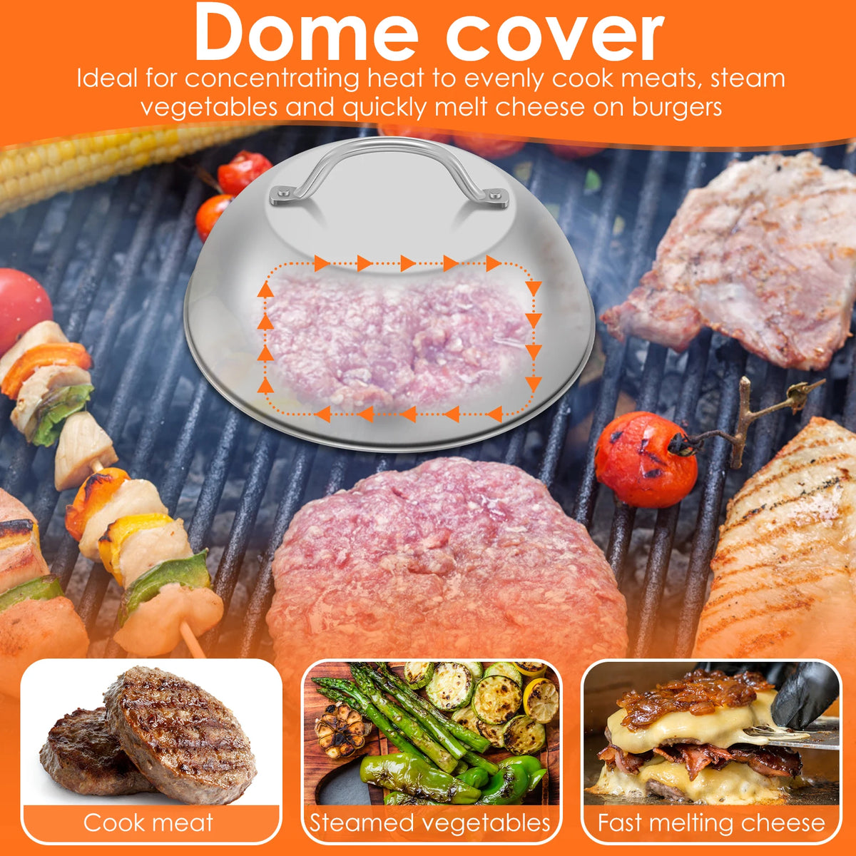 Smash Burger Press Kit – Stainless Steel Press, Spatula & Cover Burger Press Kit Nixie