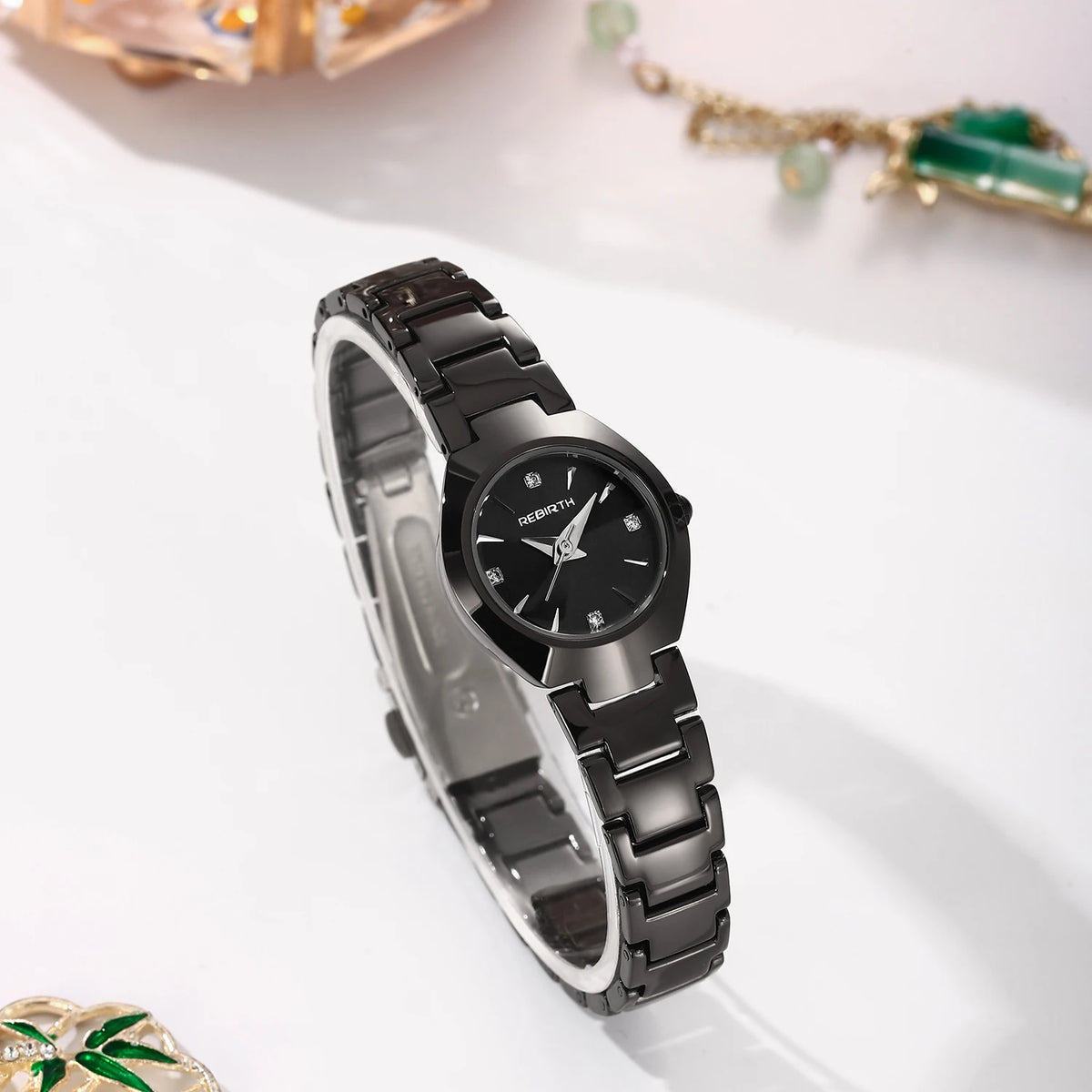 REBIRTH Women's Polygonal Dial Quartz Watch – Elegant Style