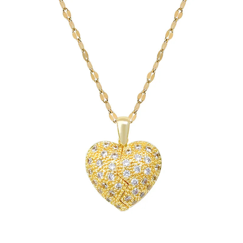 Luxury Heart Pendant Necklace Gold Stainless Steel Choker Pendant Necklace Nixie