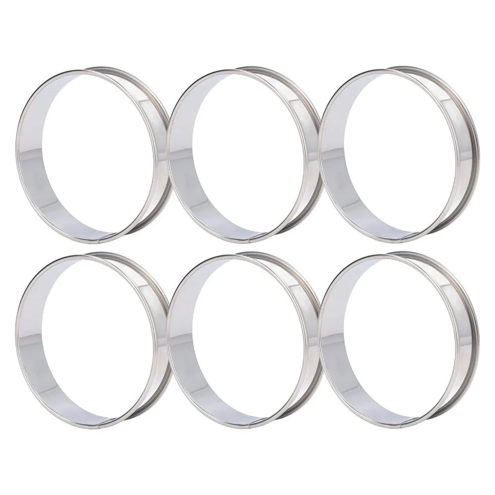 6-Piece Stainless Steel Crumpet Rings – Open Bottom Baking Molds