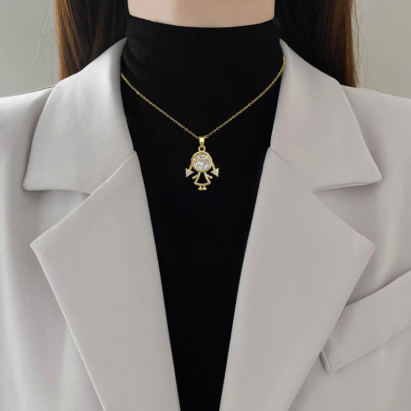 Gold Plated Animal Pendant Necklace – Stainless Steel Clavicle Chain Pendant Necklace Nixie