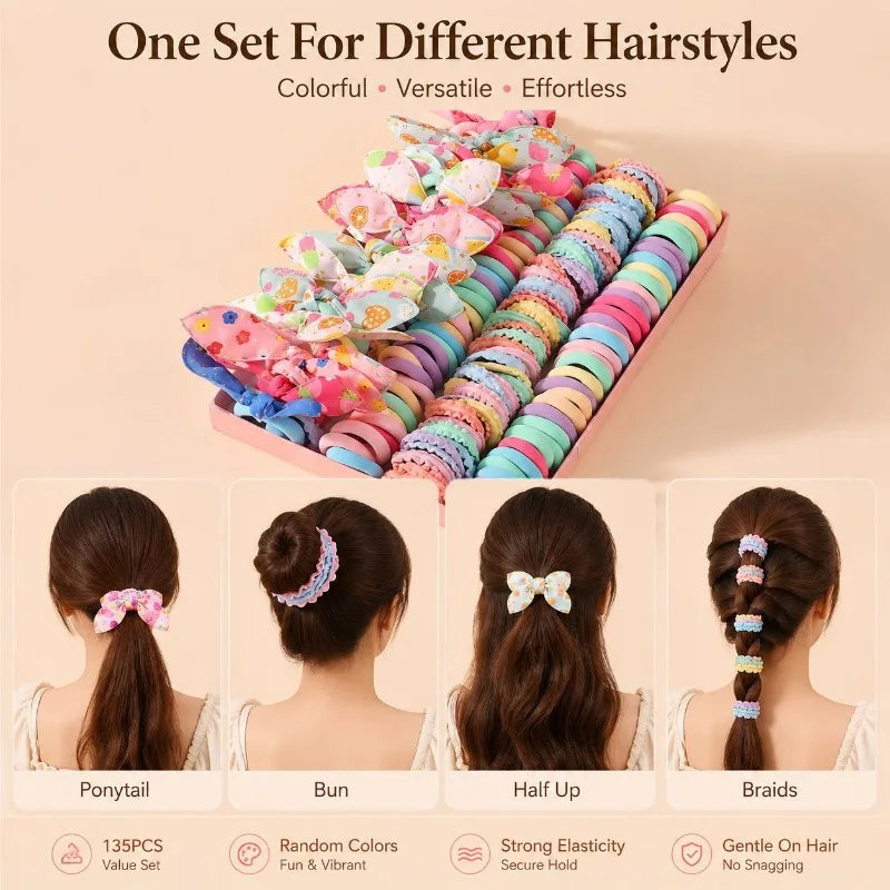 135-Piece Flower Hair Accessories Set – Bands & Clips for Girls Hair Accessories Set Nixie