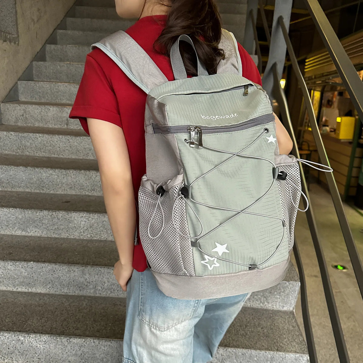 Korean Polka Dot Mini Backpack – Stylish Nylon Commuter Bag Mini Backpack Nixie Green
