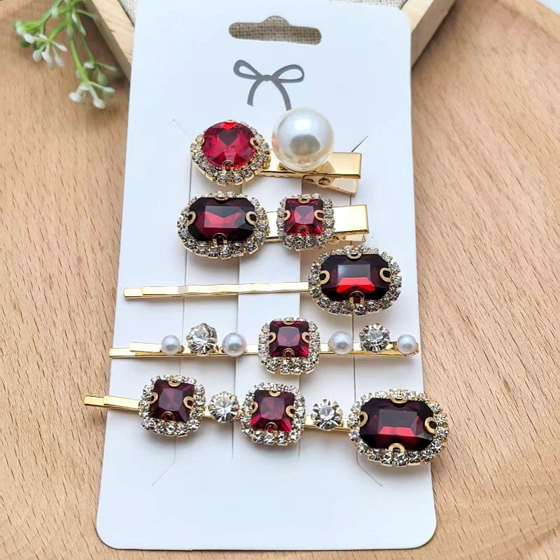 Vintage Rhinestone Hair Clips Set – Elegant Barrettes for Women
