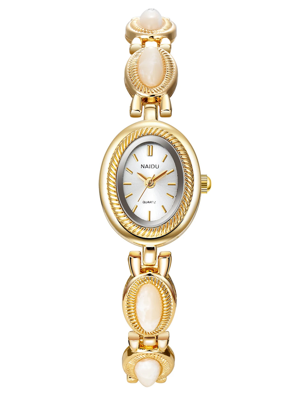 Luxury Women's Green Gemstone Quartz Bracelet Watch | naidu Women's Bracelet Watch Nixie Gold