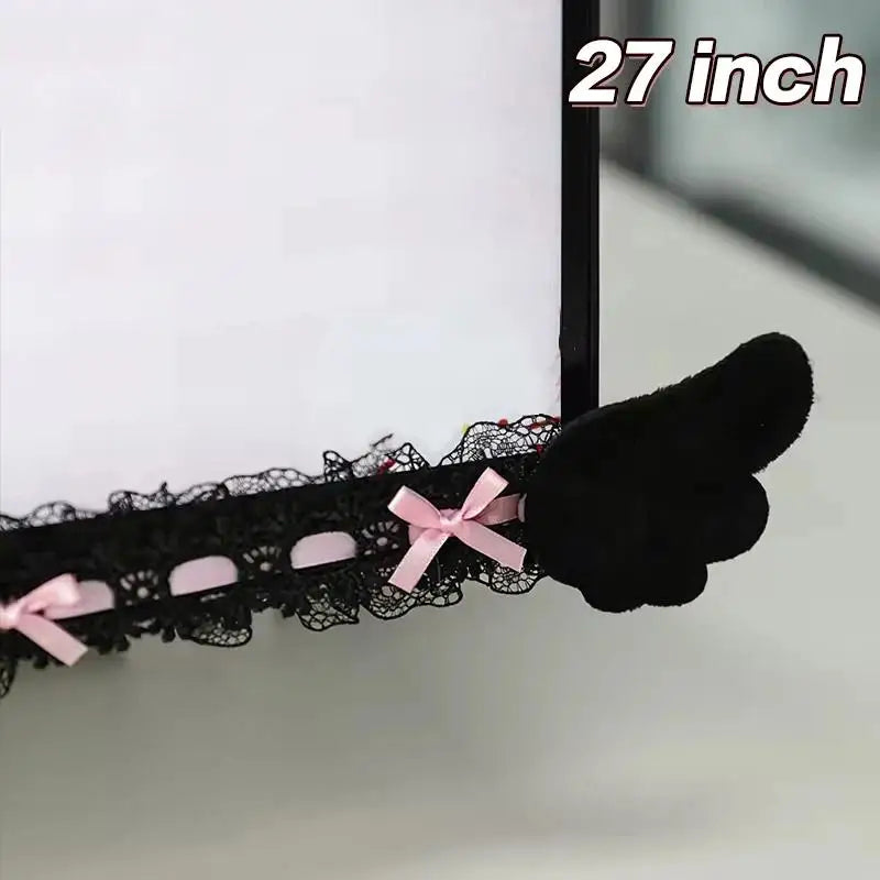 Monitor Decor Strip Sticker – Black Bow Lace Wings Design Monitor Decor Sticker Nixie B3