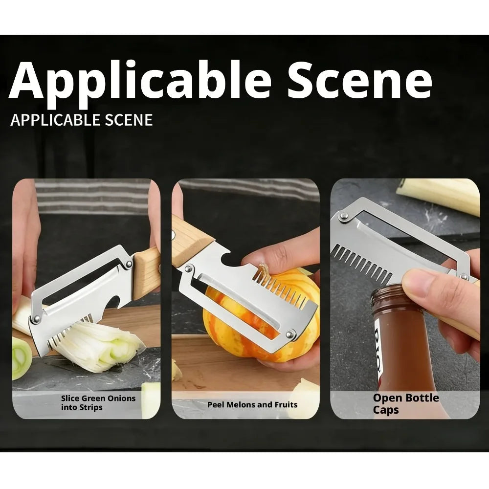 2-in-1 Paring Knife & Peeler | Stainless Steel Wood Handle Paring Knife Peeler Nixie