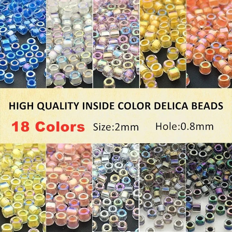 Miyuki Delica 2mm Glass Beads 500Pcs – 18 Colors for DIY Glass Craft Beads Nixie