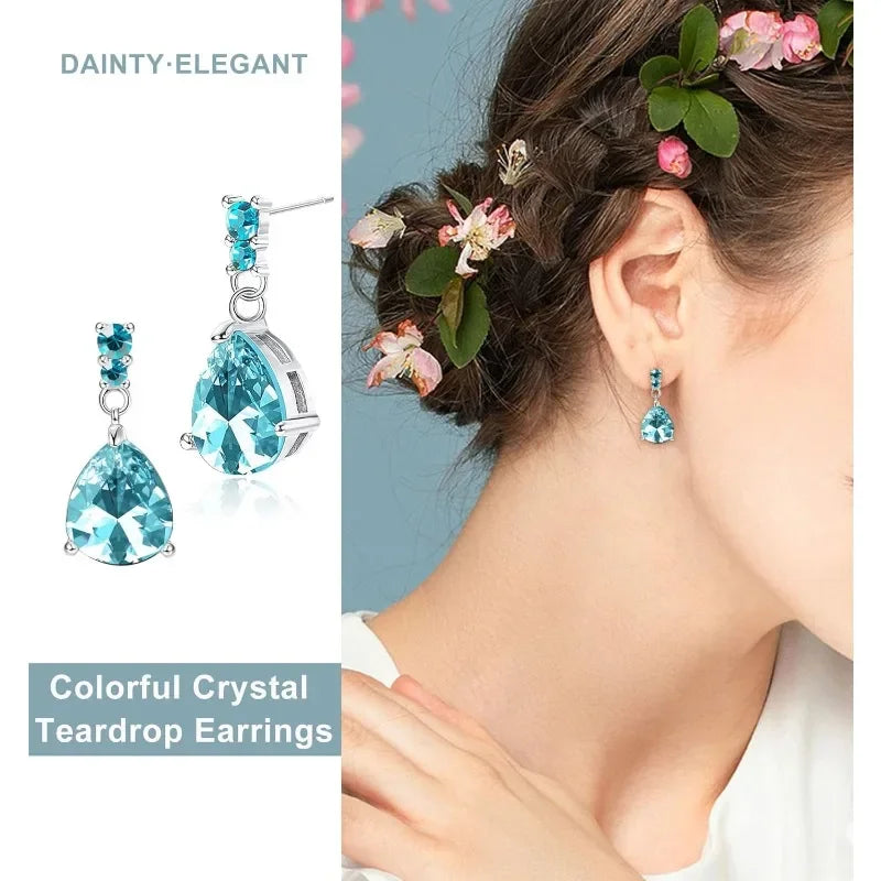 10 Pairs Multicolor CZ Teardrop Dangle Earrings for Women Dangle Earring Set Nixie
